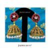 Kundan Round Studs With Nakashi Laxmi Devi Jhumka With Antique Gold Plated