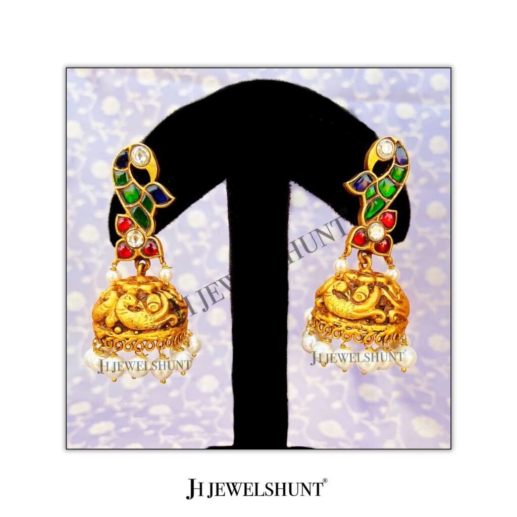 Nakashi Ganesha Pendant With Kundan Peacock With Freshwater Pearls - Image 3