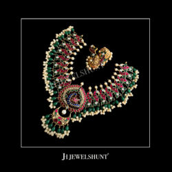 Gold Plated Multi-Colour Peacock Pendant Necklace