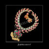 Multi-colour Kundan Peacock Pendant with White Polki Mango Mala