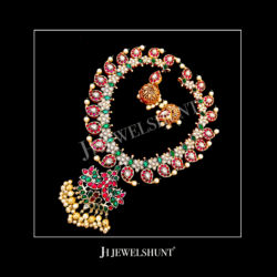 Multi-colour Kundan Peacock Pendant with White Polki Mango Mala