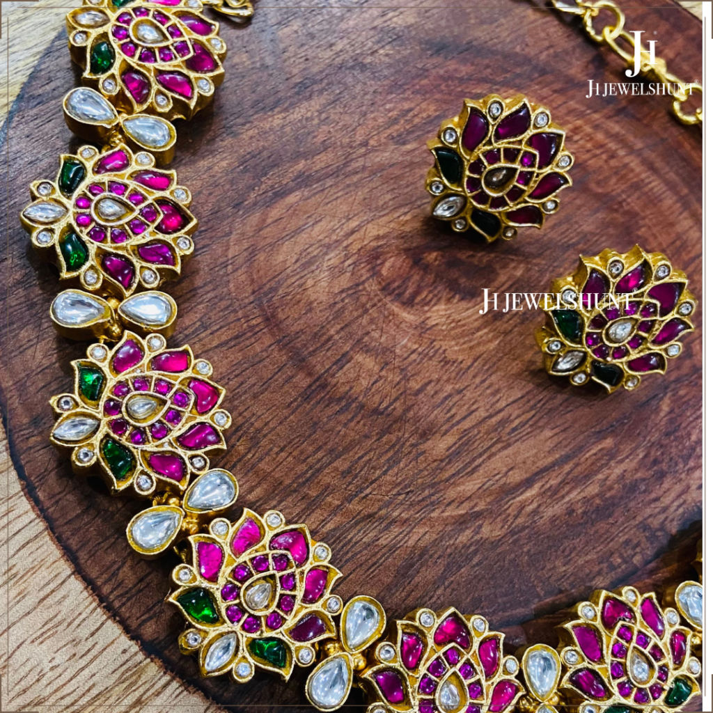 Exclusive Lotus Ruby Necklace With Lotus Earrings - Image 2