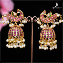 Exclusive Kundan Jadau Peacock Jhumkas Earrings