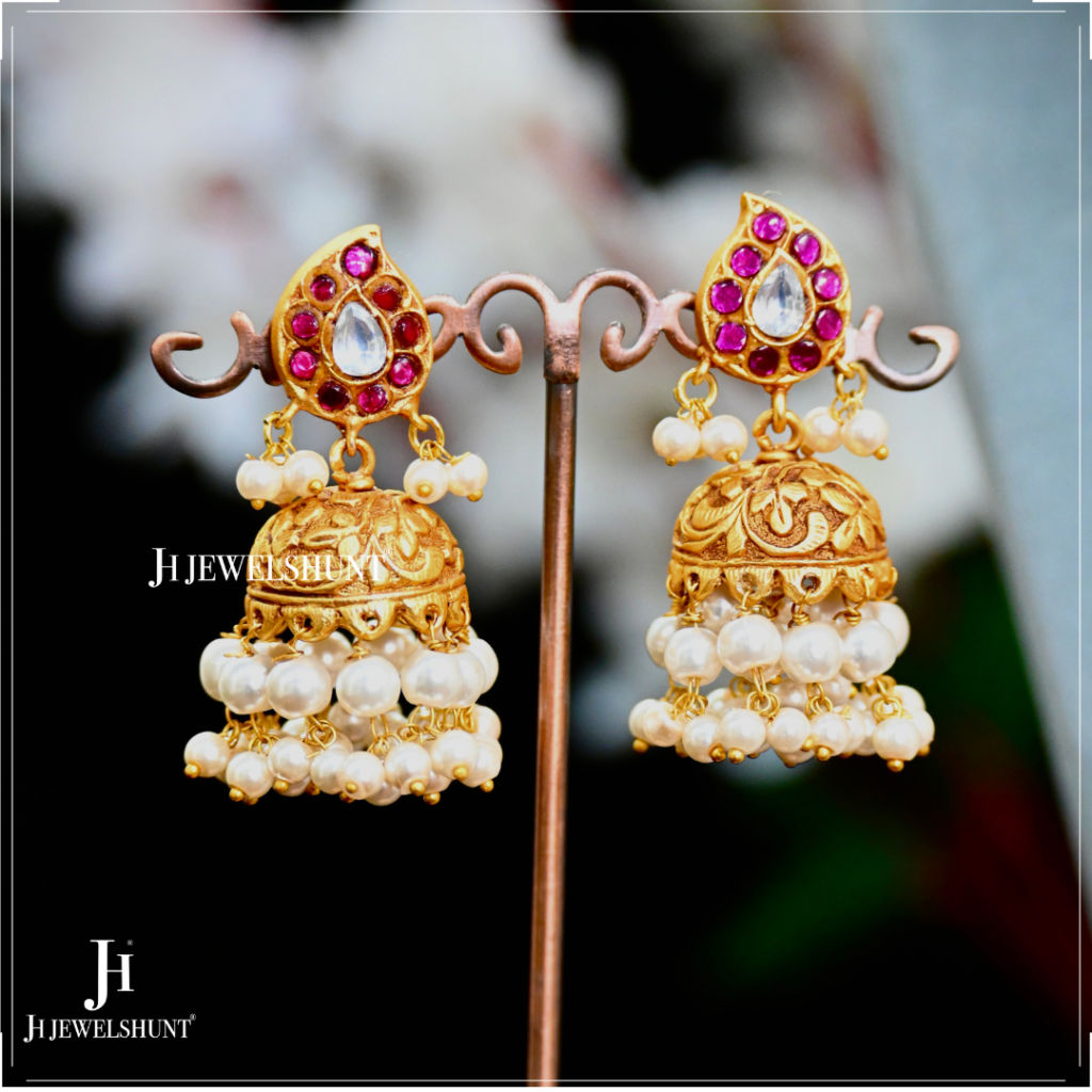 Exclusive Detachable Kundan Pendant Mango Long Haram With Jhumkas - Image 2