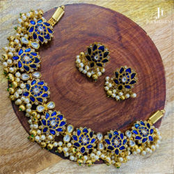 Exclusive Blue Lotus Necklace With Earrings