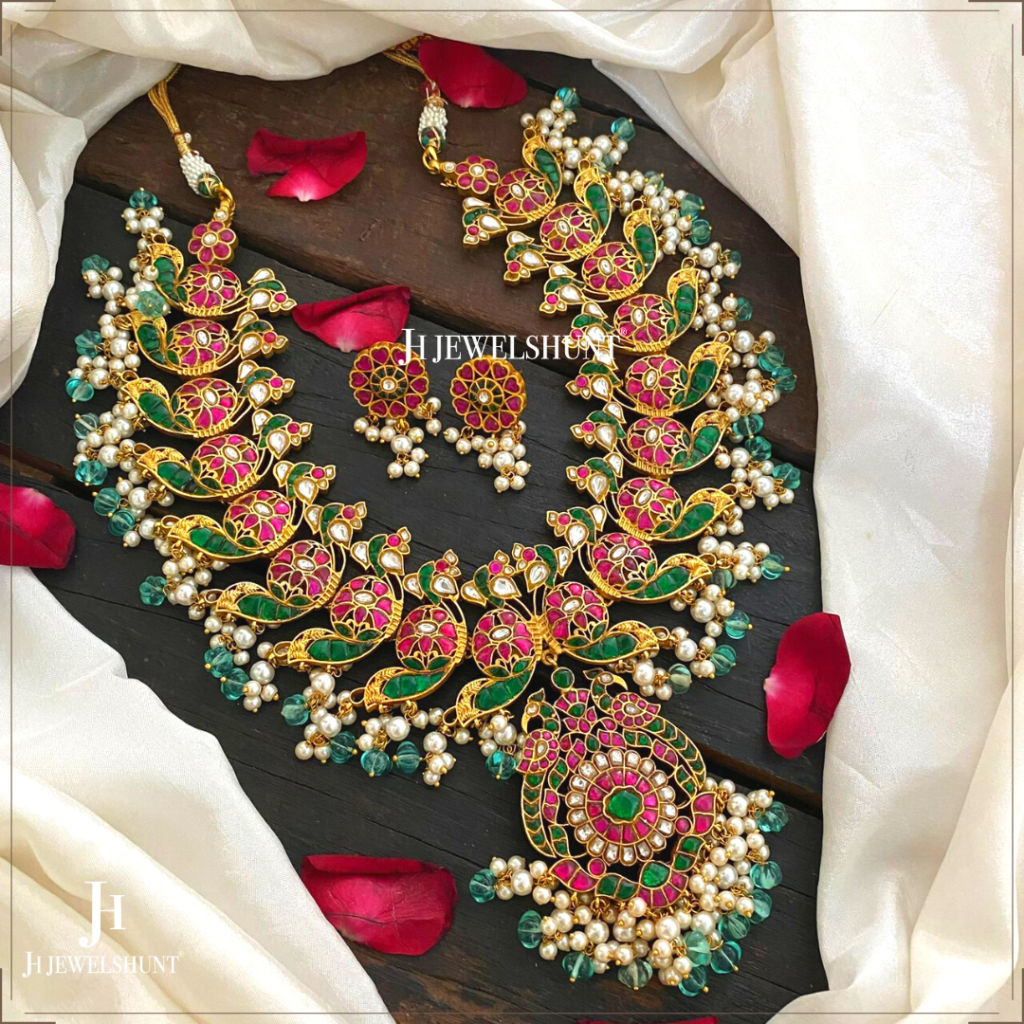 Exclusive Kundan Jadau Long Haram Necklace With Detachable Pendant with Earrings