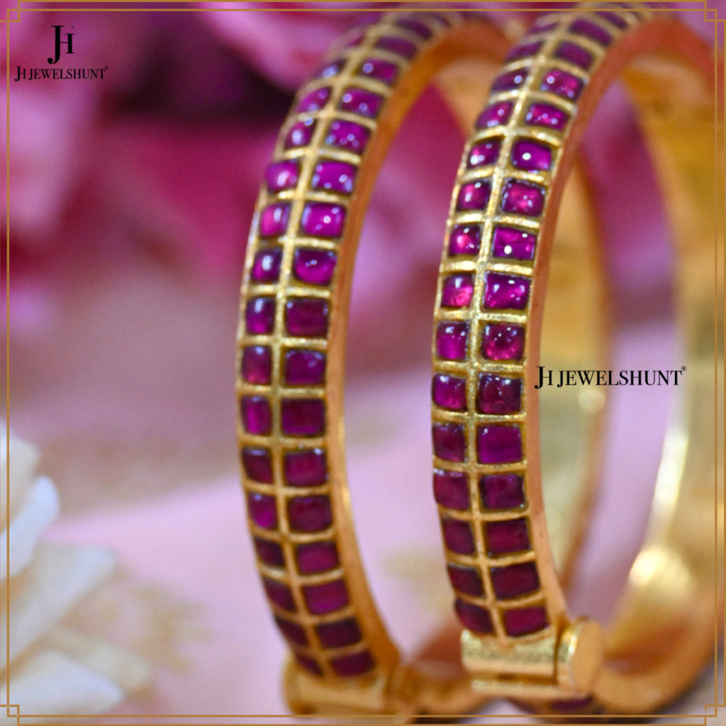 Exclusive Ruby Kundan Gold Plated Openable bangles