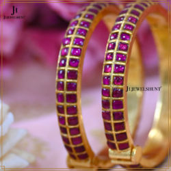 Exclusive Ruby Kundan Gold Plated Openable bangles