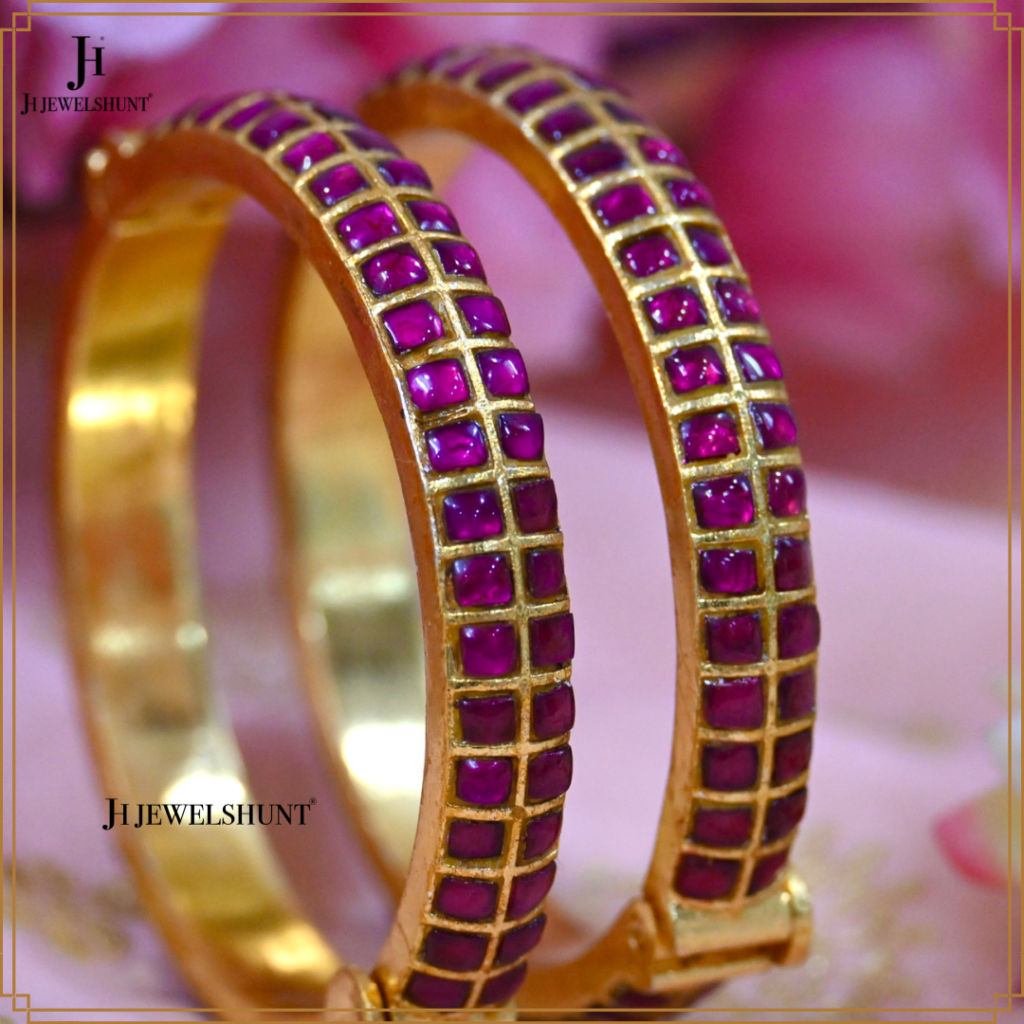 Exclusive Ruby Kundan Gold Plated Openable bangles - Image 2