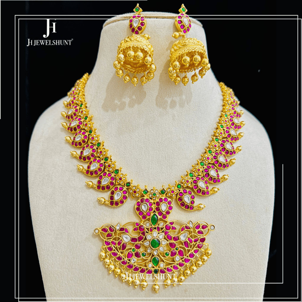 Kundan Jadau Mango Haram With Earring