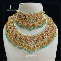 Kundan jadau Birdal necklace with chokar with earrings