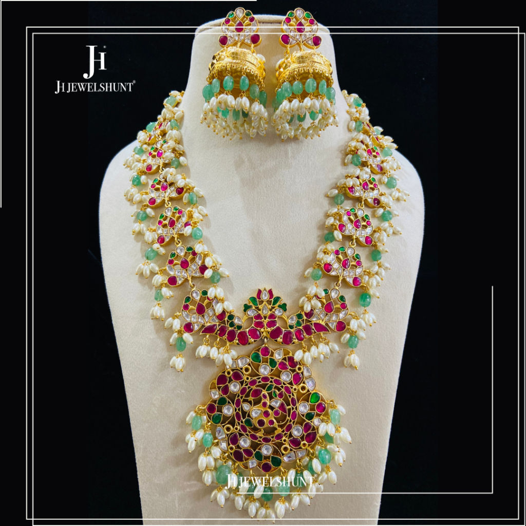 Exclusive Kundan jadau long Haram with earring