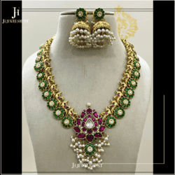 Kundan jadau lotus necklace with earrings