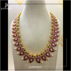 Kundan jadau Long mango haram without pendant with earrings