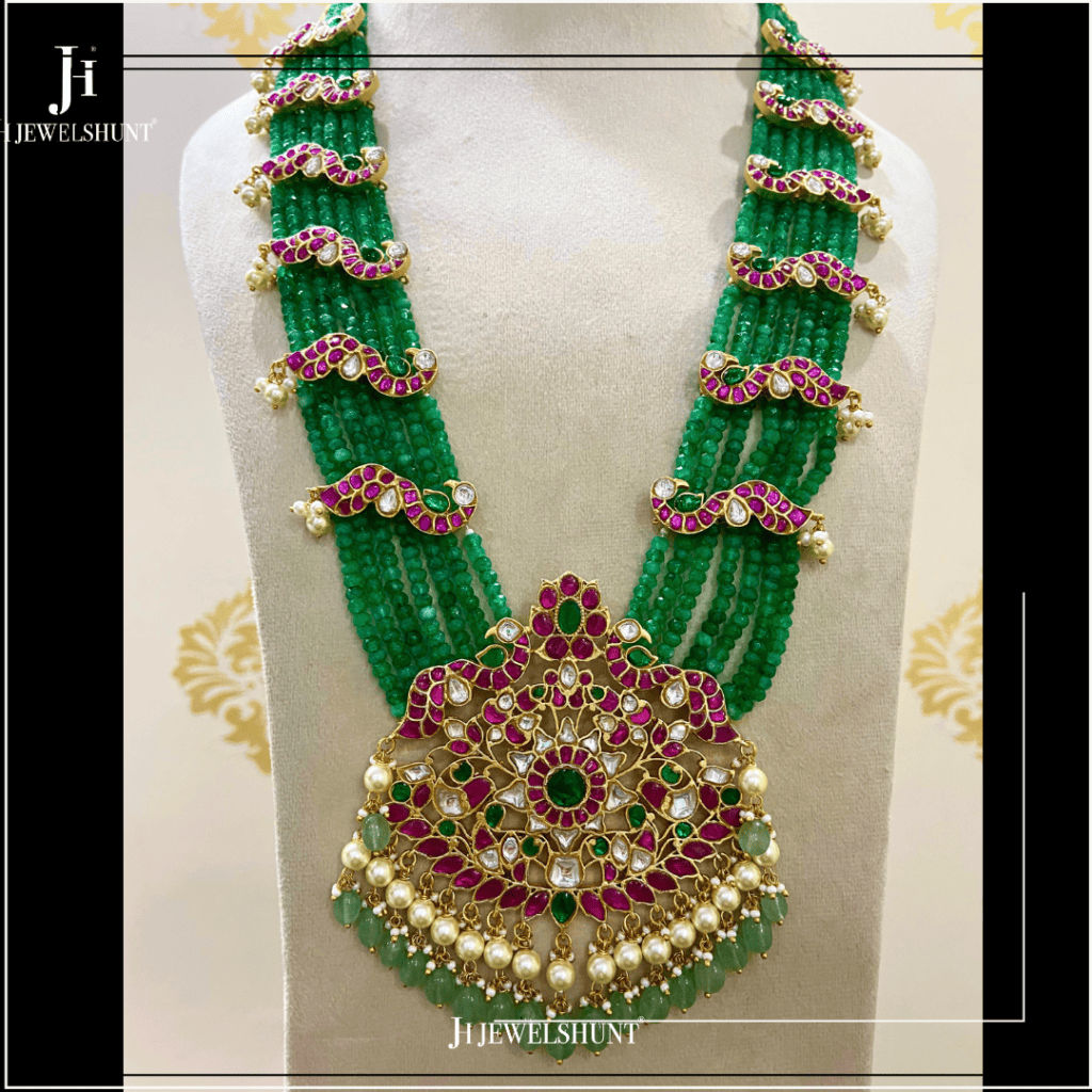 Kundan jadau pendant with beads mala