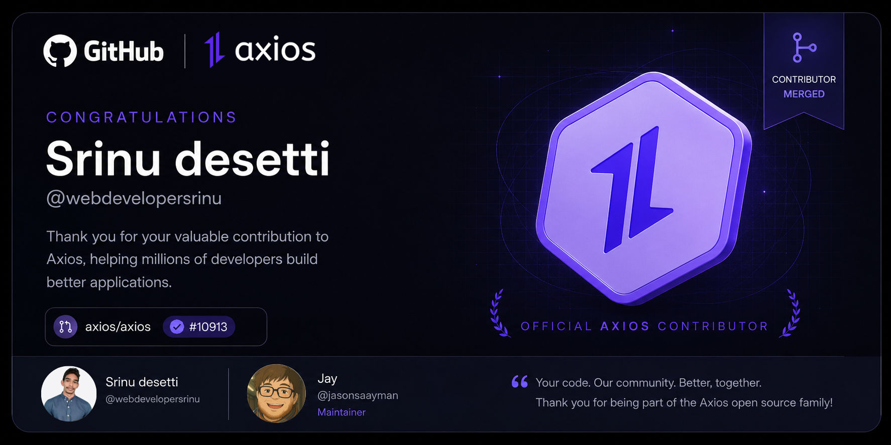 Axios contribution certificate