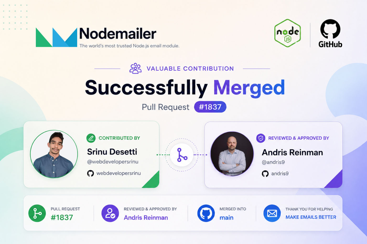 Nodemailer Contribution Certificate