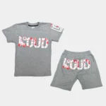 Short y Polera Adulto | Loud Rich or Dead | Gris