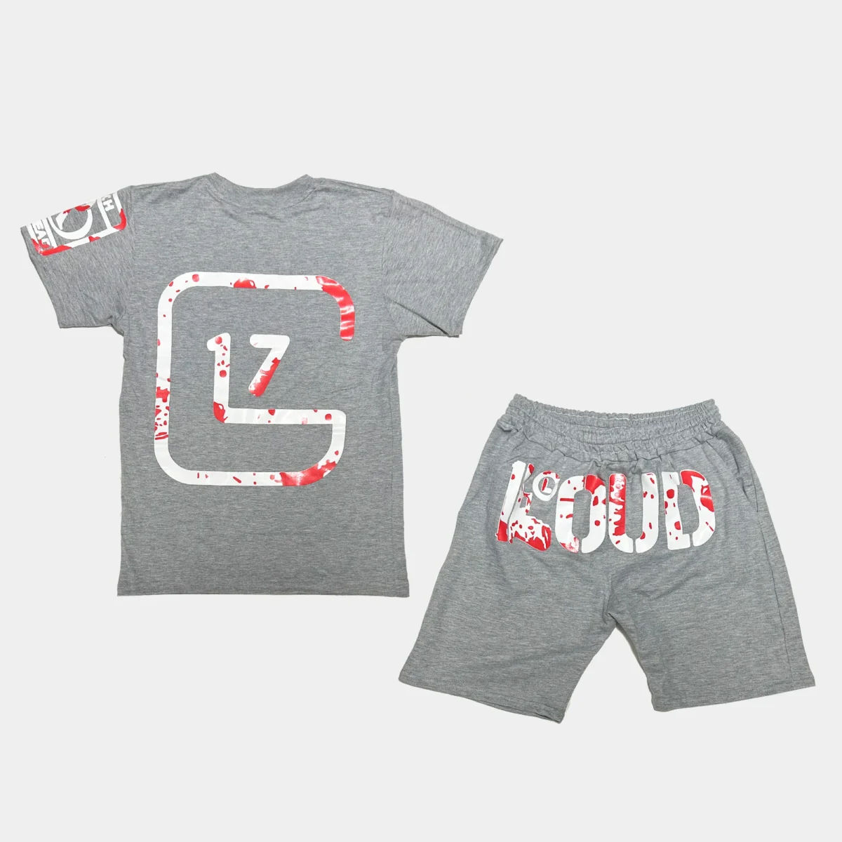 Short y Polera Adulto | Loud Rich or Dead | Gris - Imagen 2