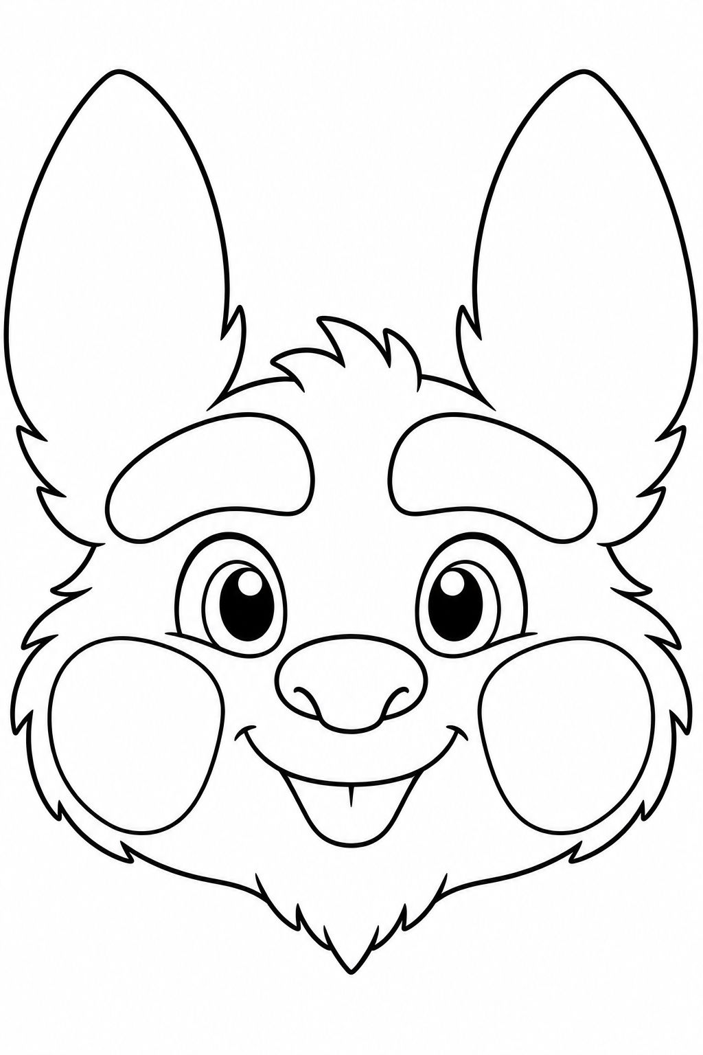Paper creature-mask design page with open face, ears, and cheek areas.