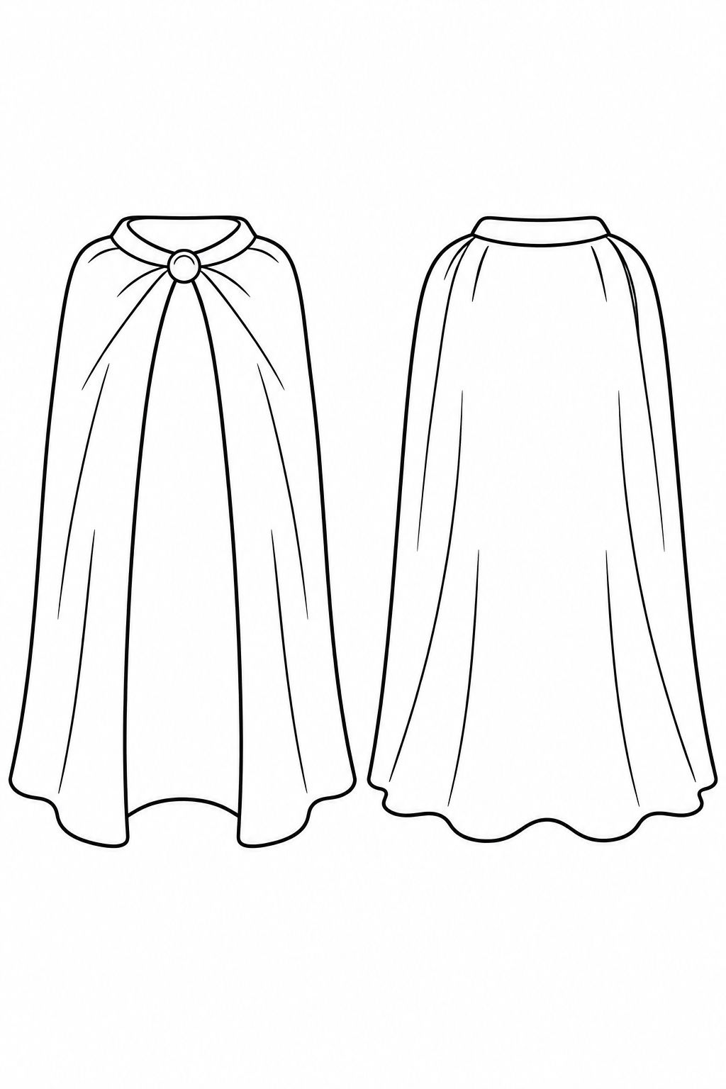 Two large blank cape designs side by side for contrasting original patterns.