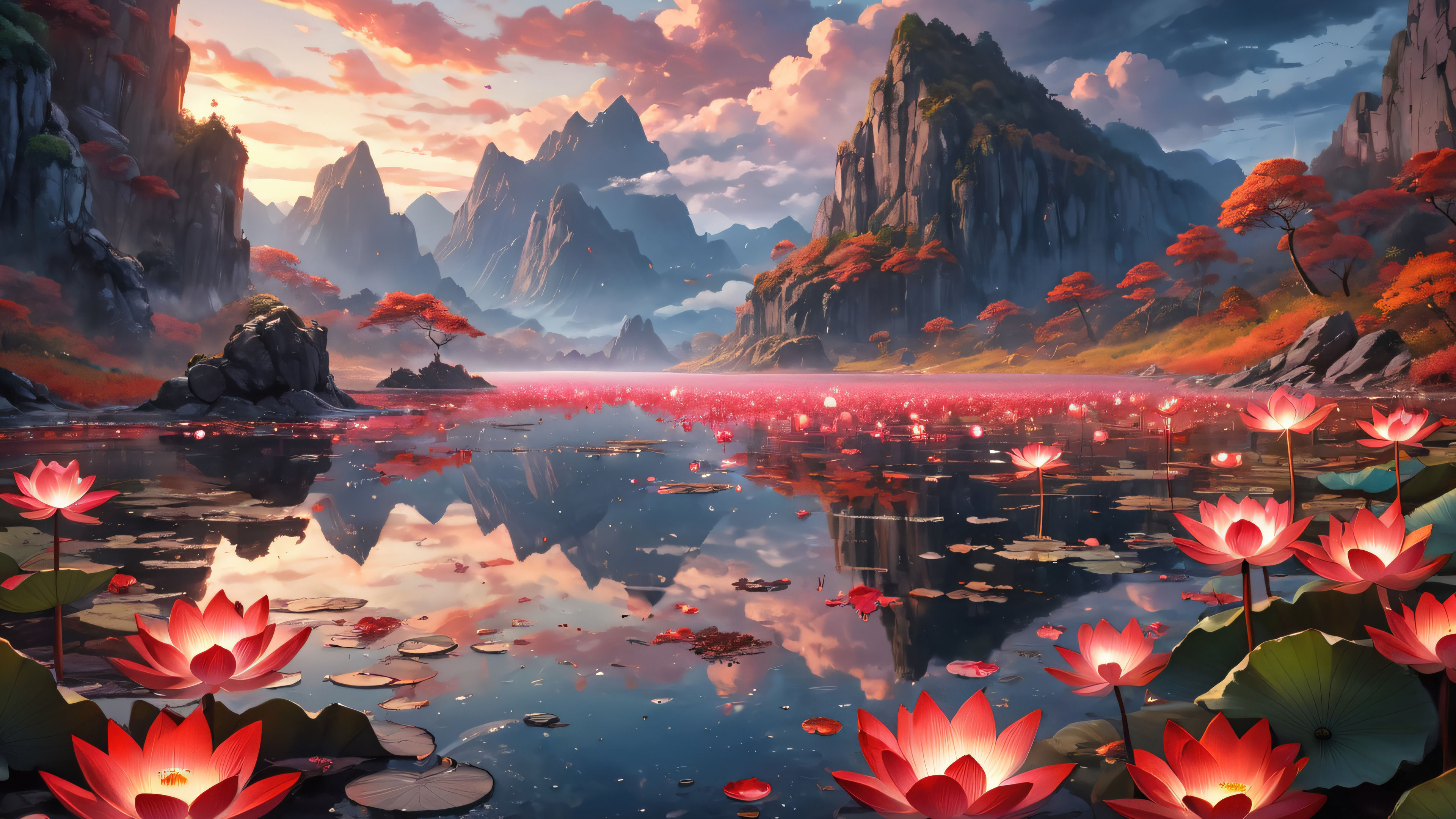 Lotus River - free art HD wallpaper