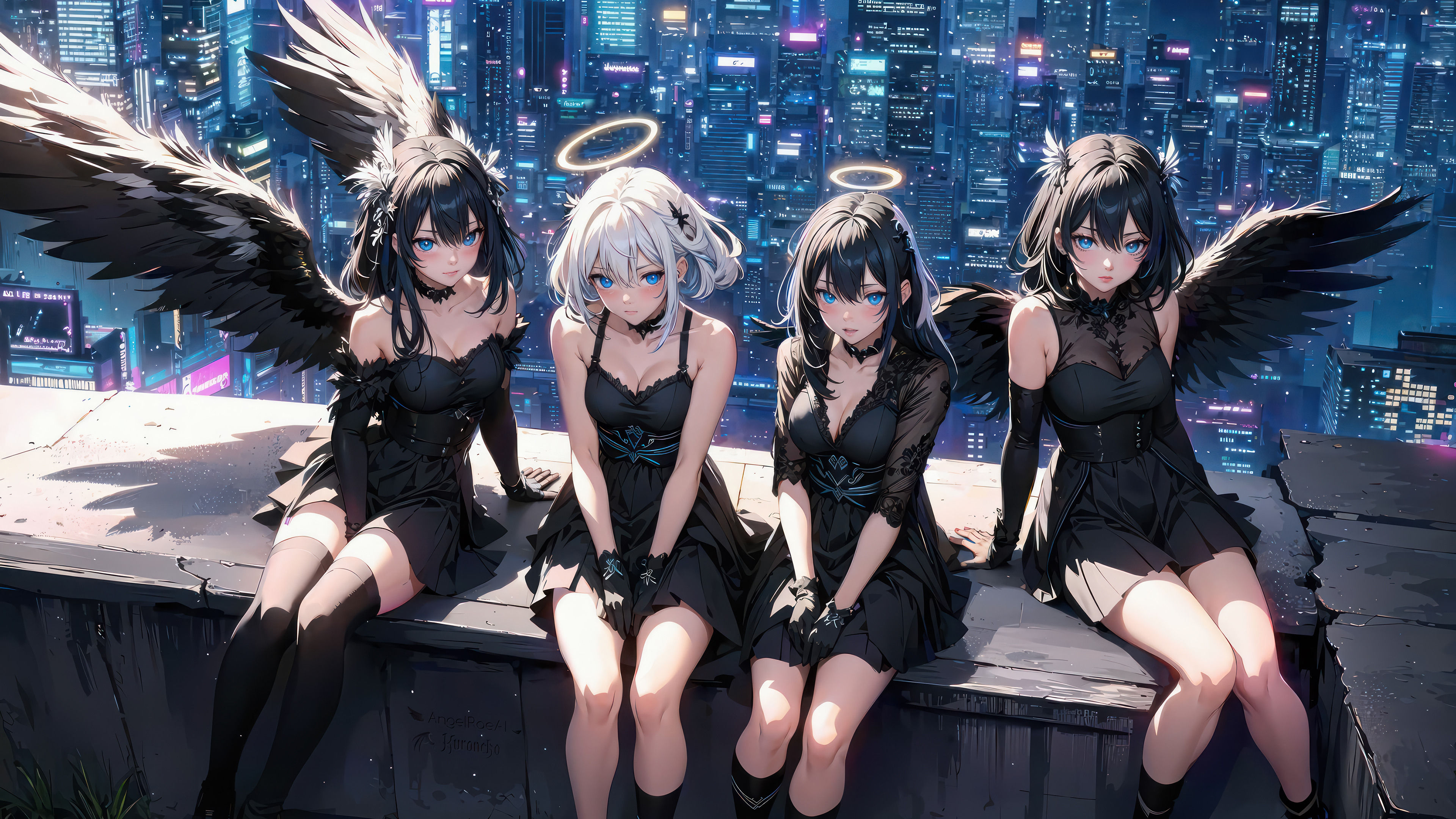 Anime Girls Angels - free anime HD wallpaper