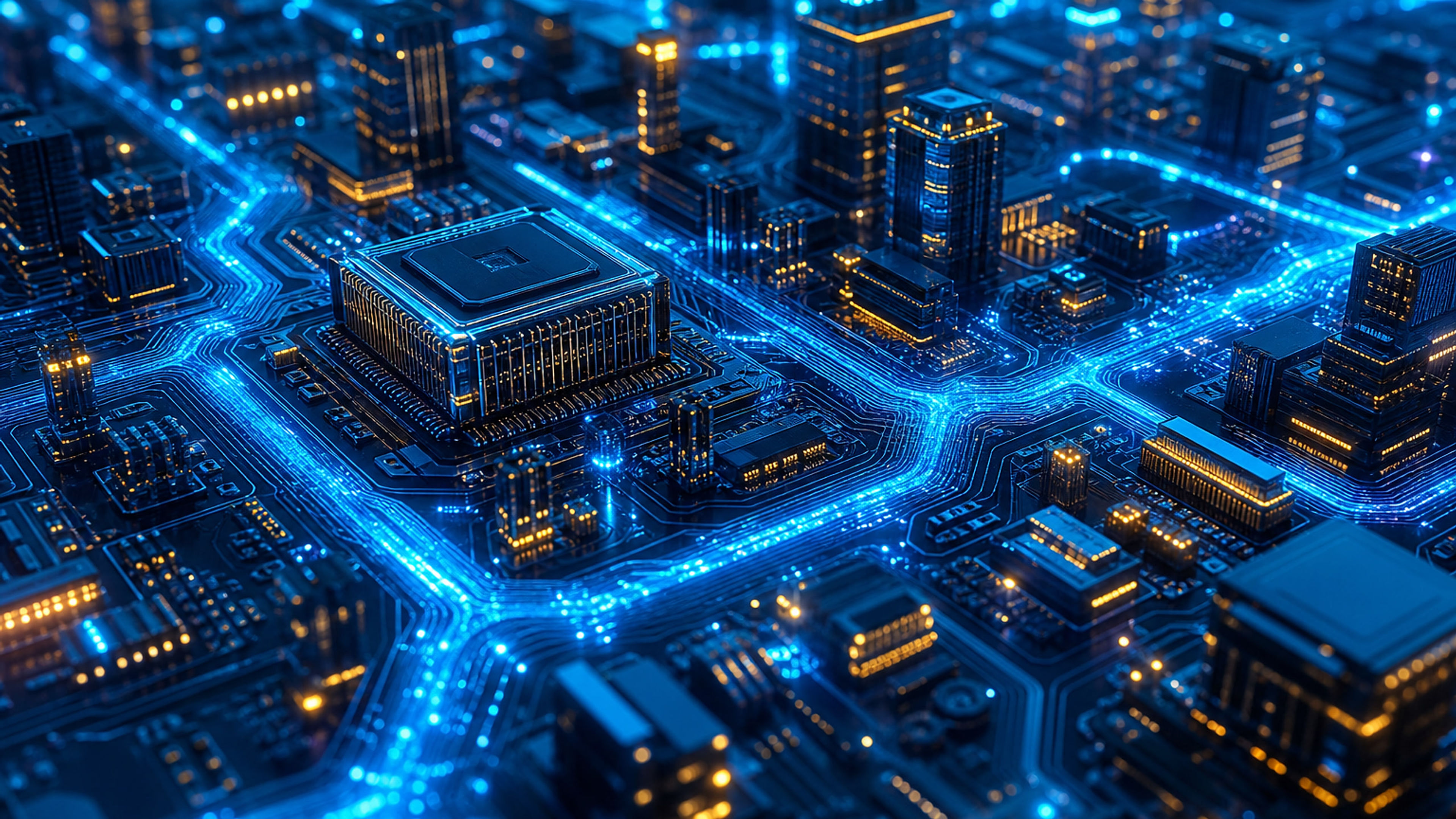 Circuit Board City - free technology HD wallpaper