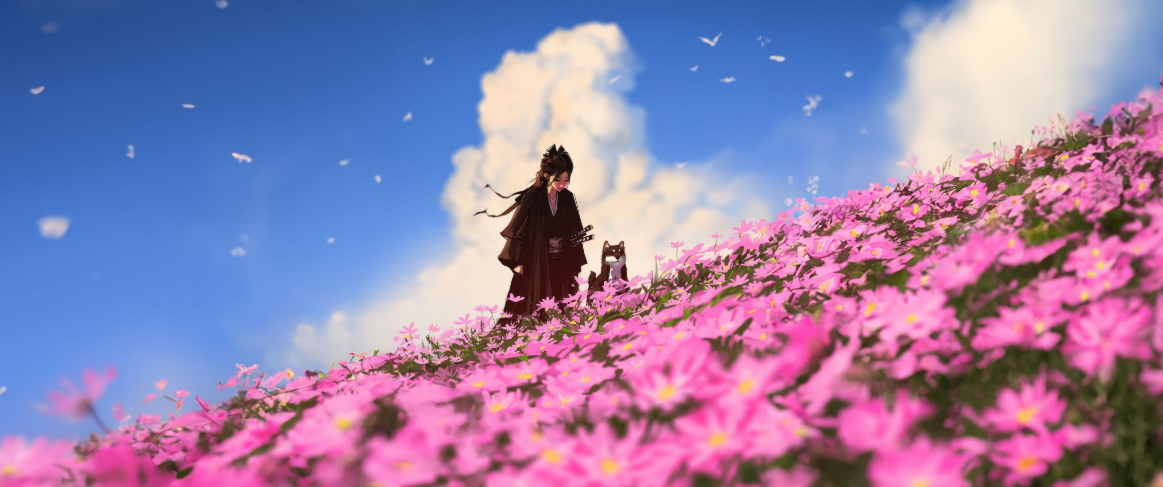 Flower Fields - free art HD wallpaper