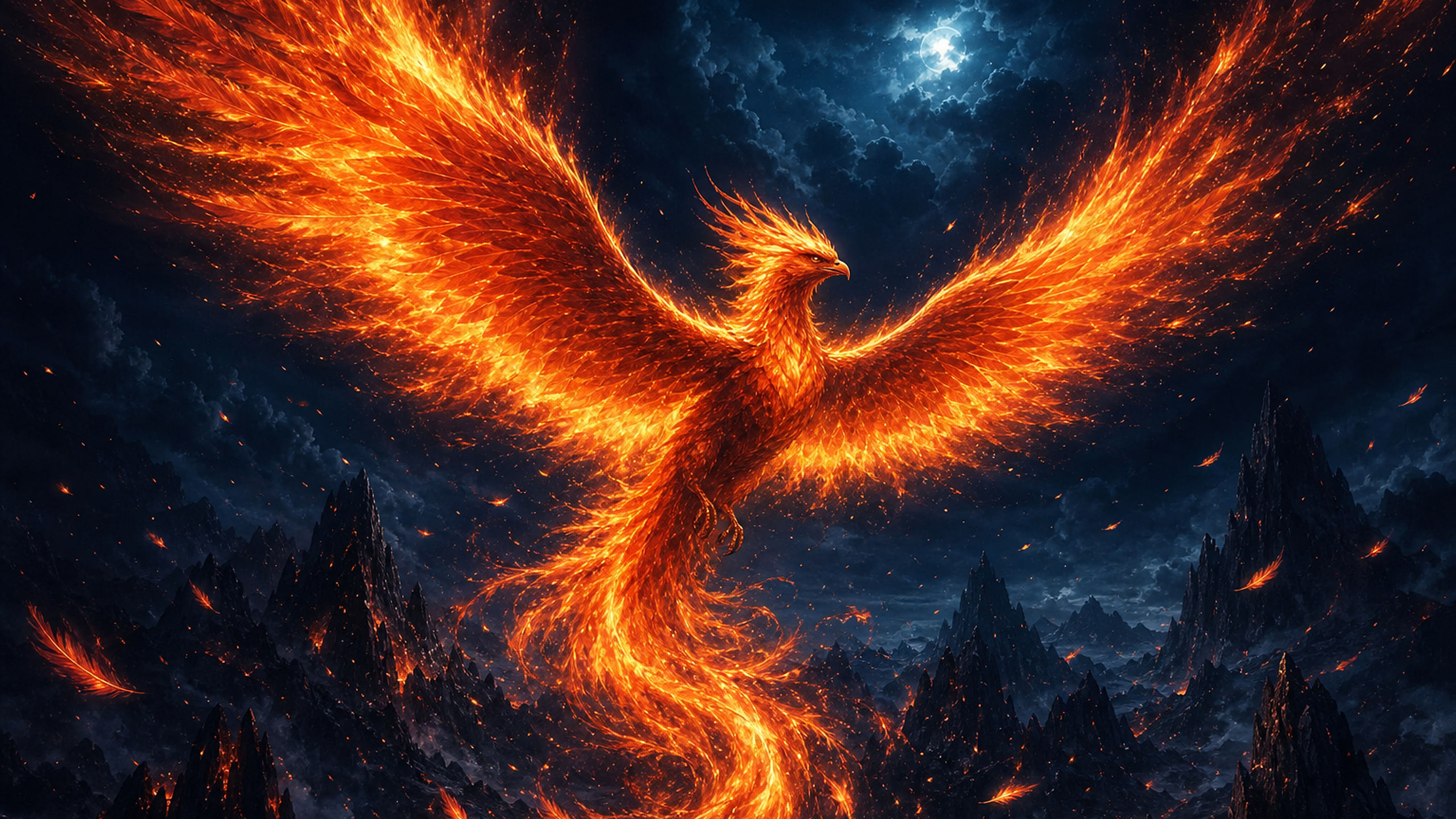 Phoenix of Ember and Flame - free fantasy HD wallpaper