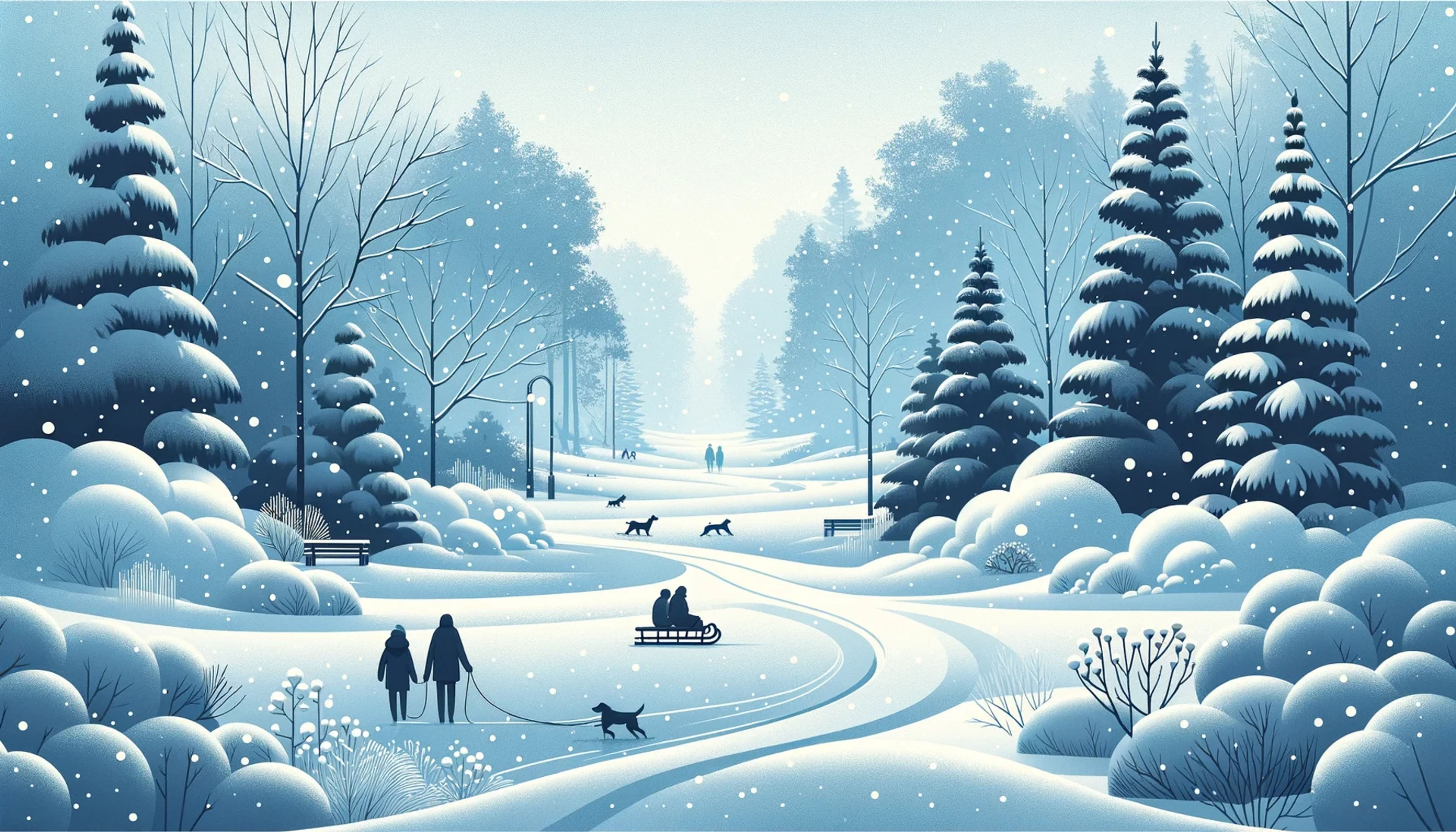 Snowy Walks - free art HD wallpaper