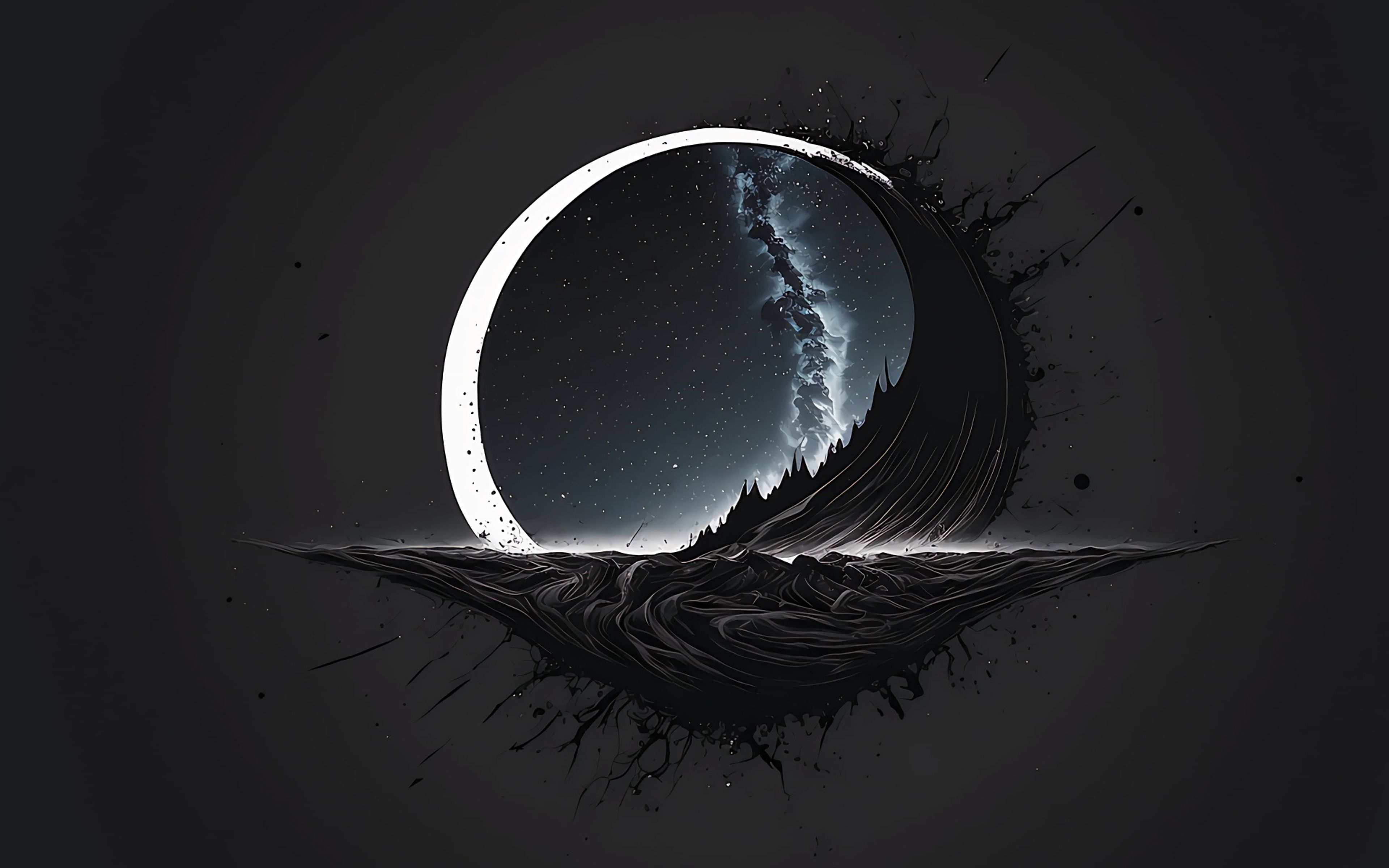 Splash Black And White - free art HD wallpaper