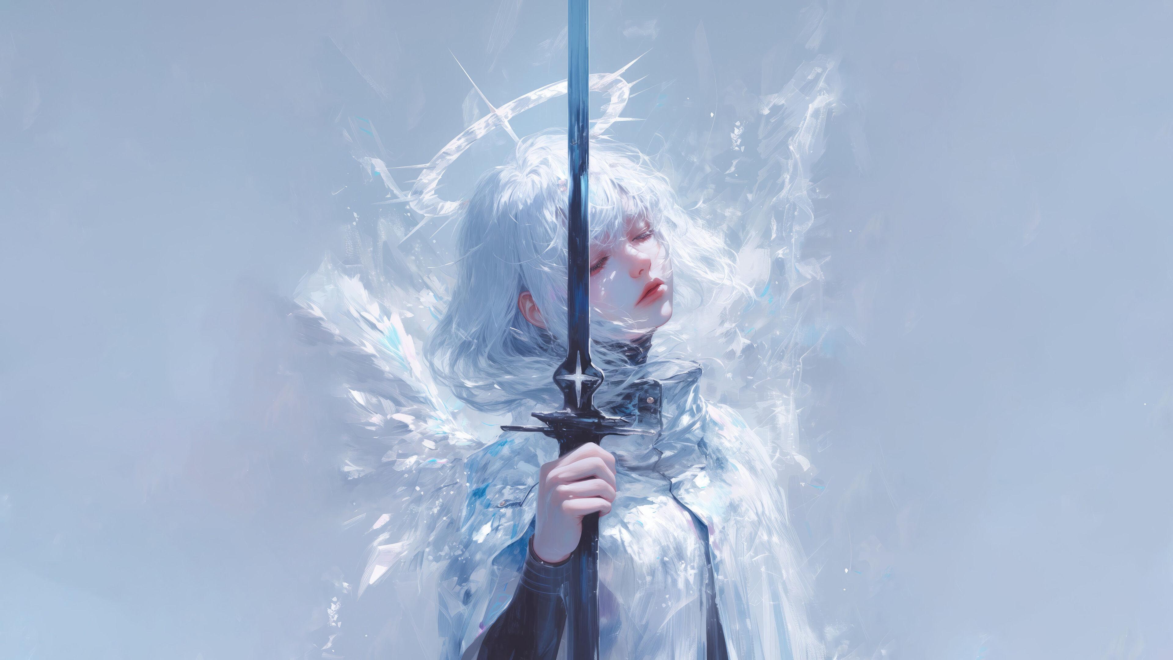 Angel Warrior Anime Girl Sword 4k Wallpaperz