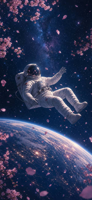 Astronaut Among Cherry Blossoms wallpaper for iPhone 13 (1170x2532)