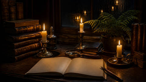 Candlelit Study Desk — Dark Academia - Art wallpaper
