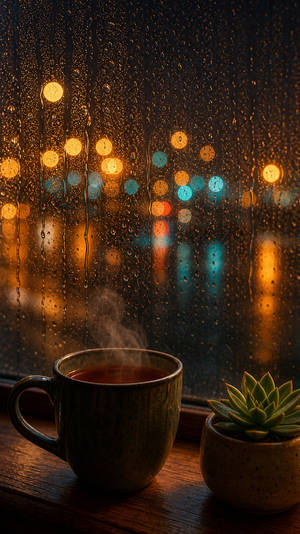 Cozy Rainy Window at Night wallpaper for iPhone SE (750x1334)