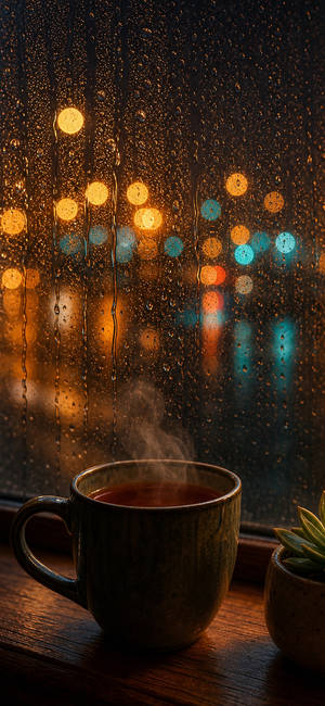 Cozy Rainy Window at Night wallpaper for iPhone 16 (1179x2556)