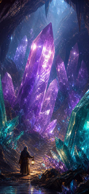 Crystal Cave Explorer wallpaper for iPhone 16 (1179x2556)