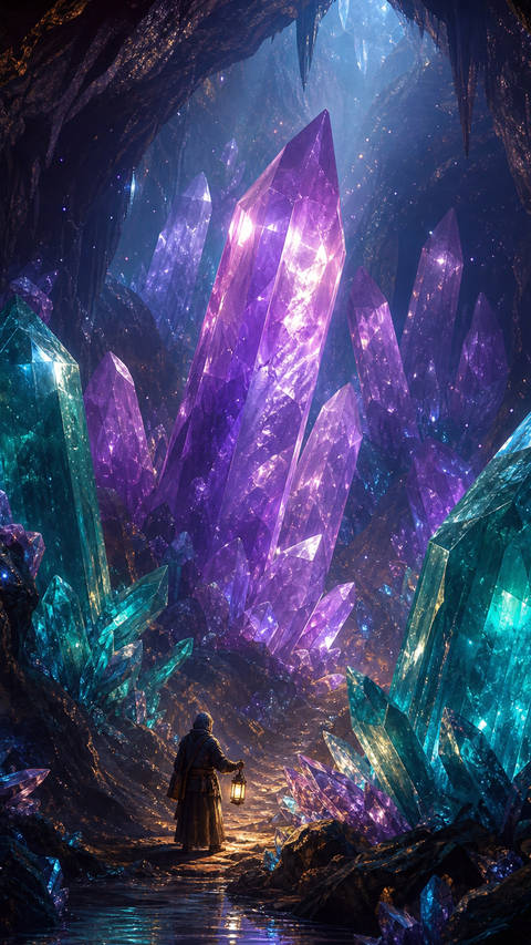 Crystal Cave Explorer - Fantasy wallpaper