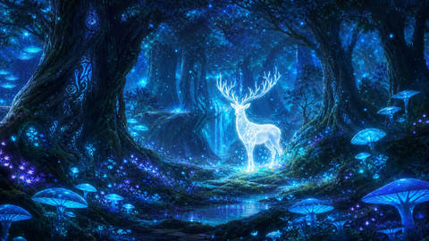 Deer Spirit in the Enchanted Forest - Fantasy wallpaper