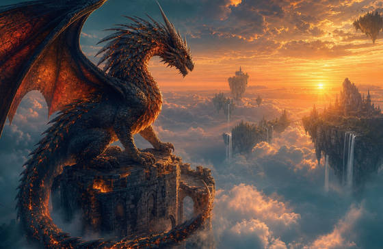 Ember Dragon Above the Clouds wallpaper for MacBook Pro 14-inch (3024x1964)