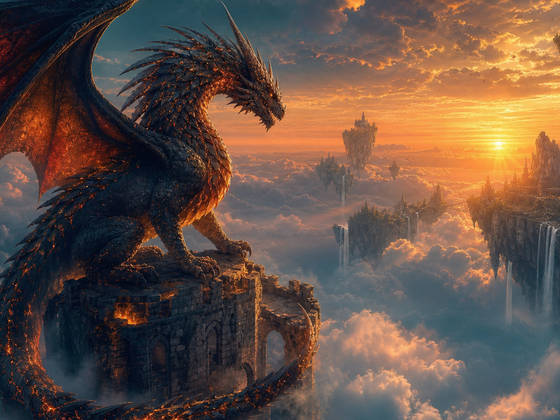 Ember Dragon Above the Clouds wallpaper for iPad Pro 13-inch (2752x2064)