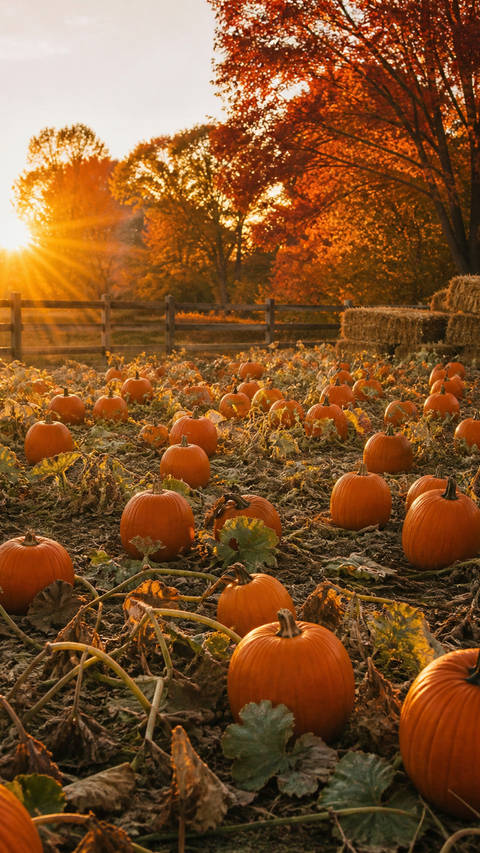 Pumpkin Patch at Golden Hour - Nature wallpaper