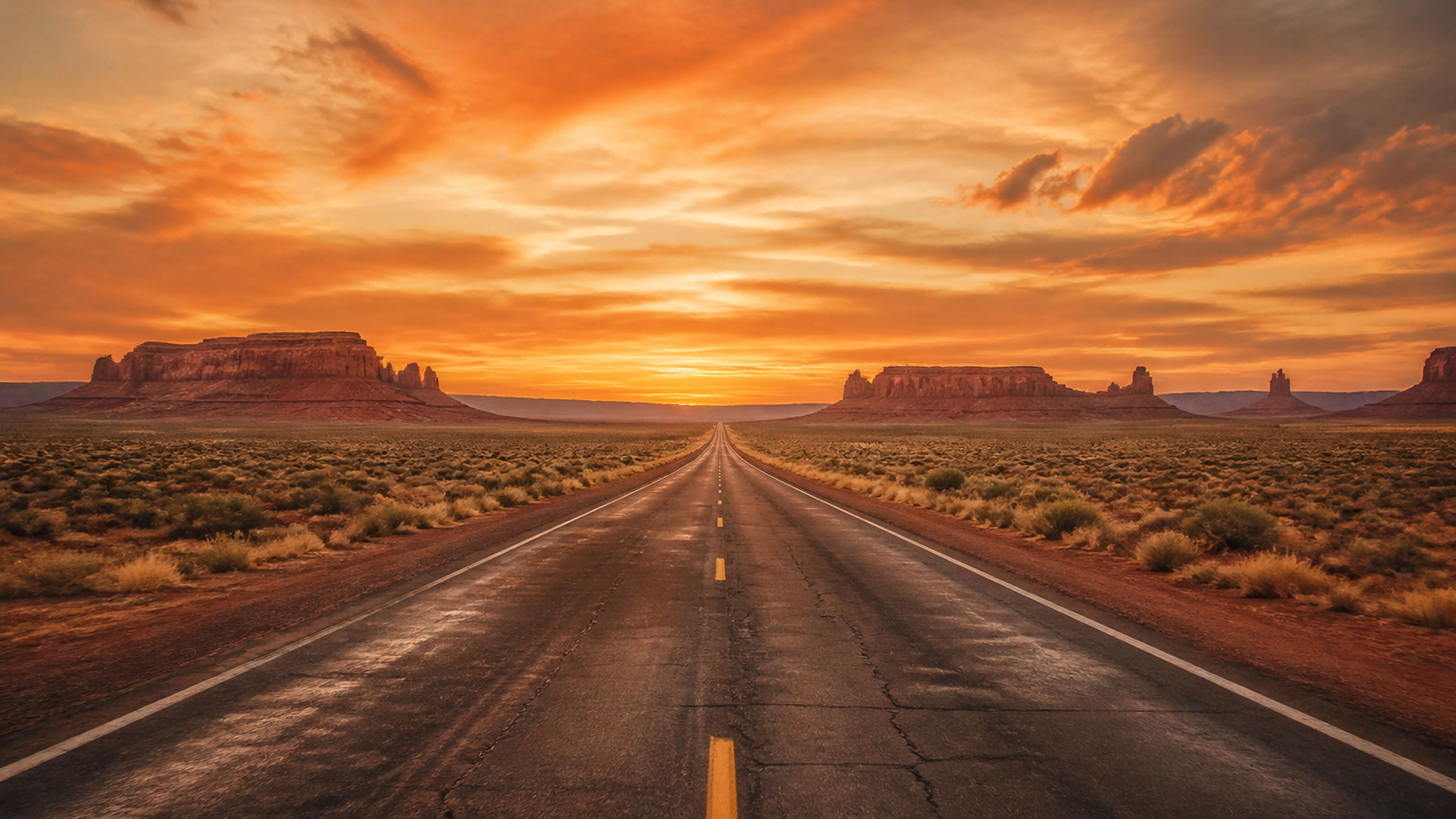 Desert Highway at Sunset