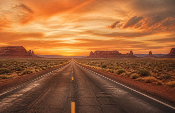 Desert Highway at Sunset wallpaper for MacBook Pro 14-inch (3024x1964)