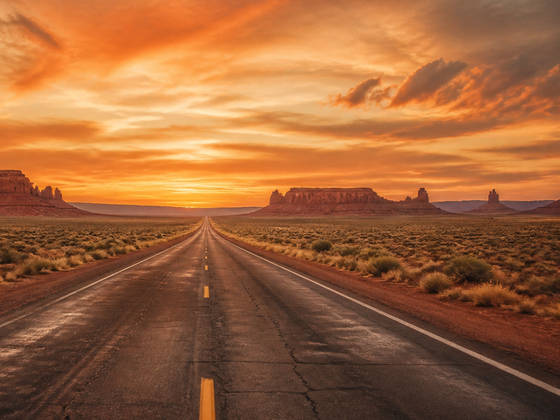 Desert Highway at Sunset wallpaper for iPad Pro 13-inch (2752x2064)