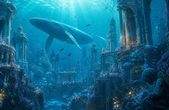 Whale Over the Sunken City wallpaper for MacBook Pro 14-inch (3024x1964)