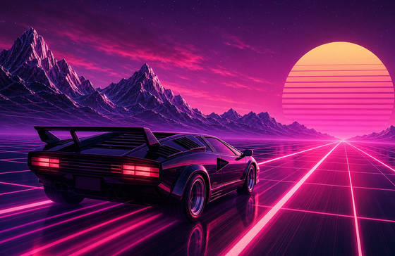 Synthwave Outrun Supercar wallpaper for MacBook Pro 14-inch (3024x1964)