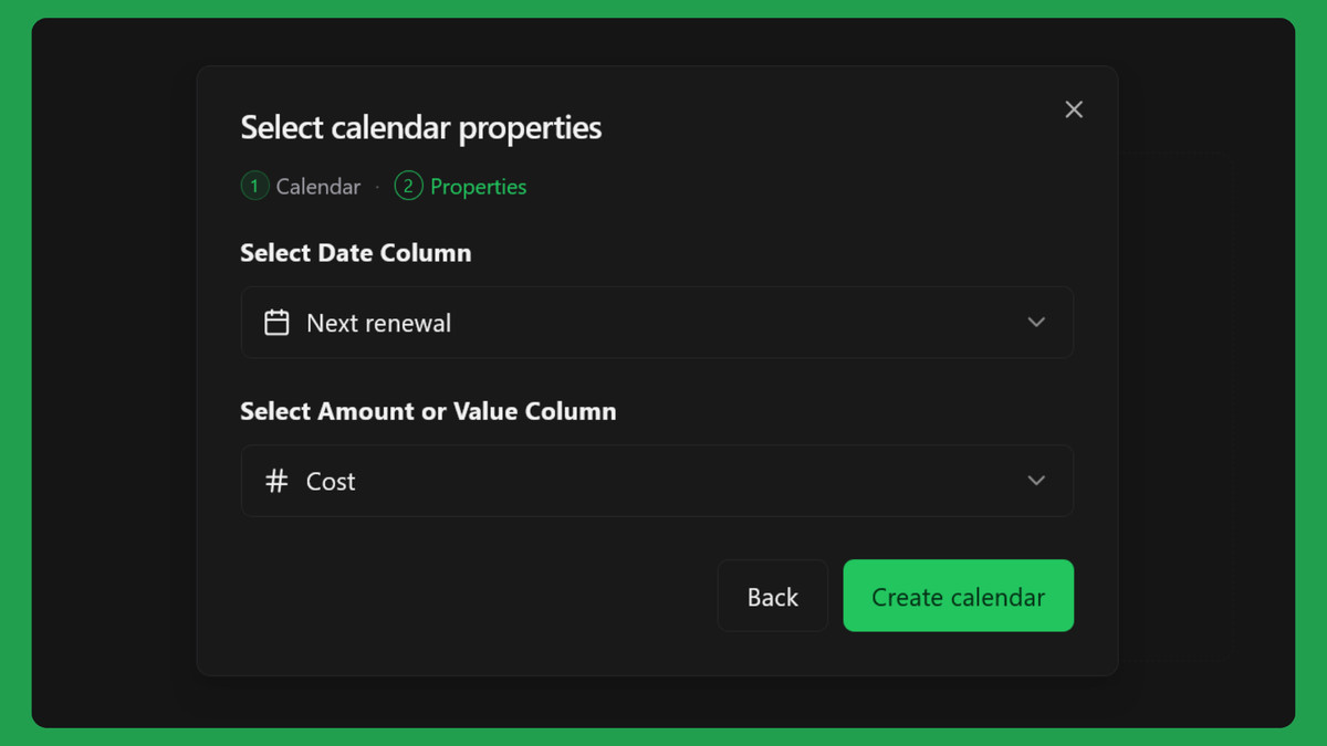 Custom calendar step 2