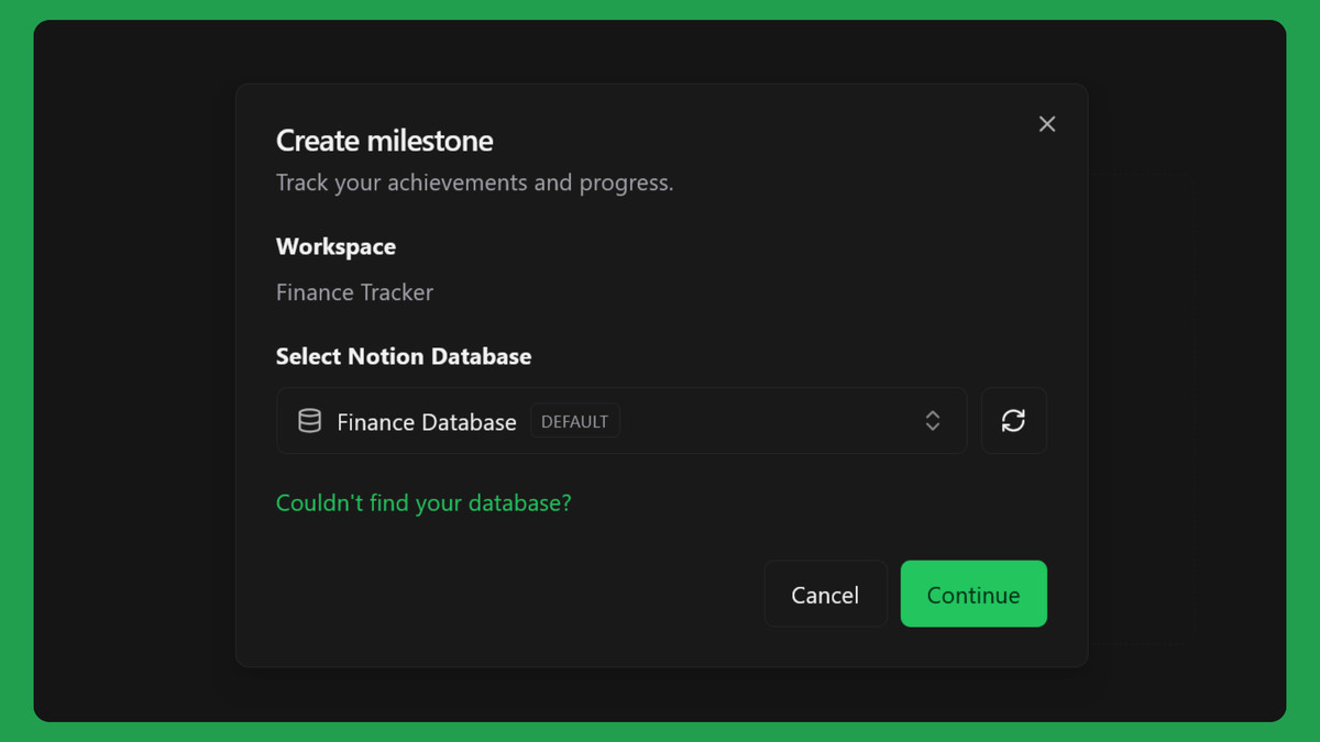 Milestone creation modal